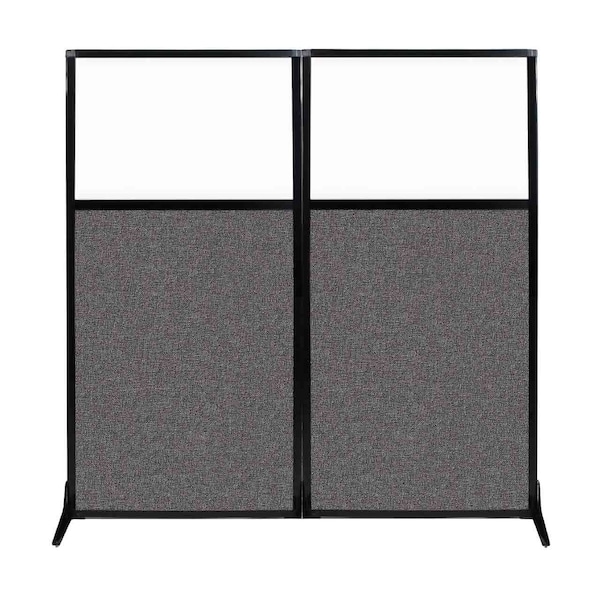 Work Station Screen 66" x 70" Charcoal Gray Fabric With Clear Window